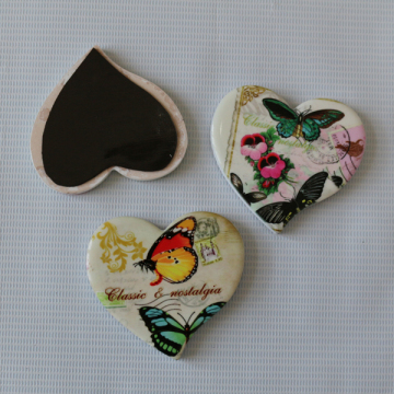 Heart Shape Ceramic fridge magnet for sublimation painting for promotional gift
