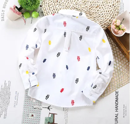 Boys' cotton oxford bat print shirt
