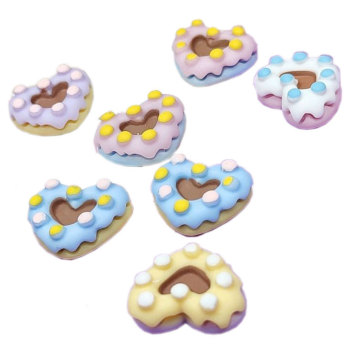 Résine Coeur Biscuit Maison De Poupée Jouets Aliments Sucrés Biscuits Miniature pour DIY Boucle D&#39;oreille Pendentifs Bijoux Accessoires