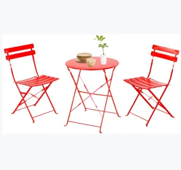 Patio 3 Piece Bistro Set, Weather-Resistant Folding Table and Chairs, Indoor/Outdoor Furniture Set
