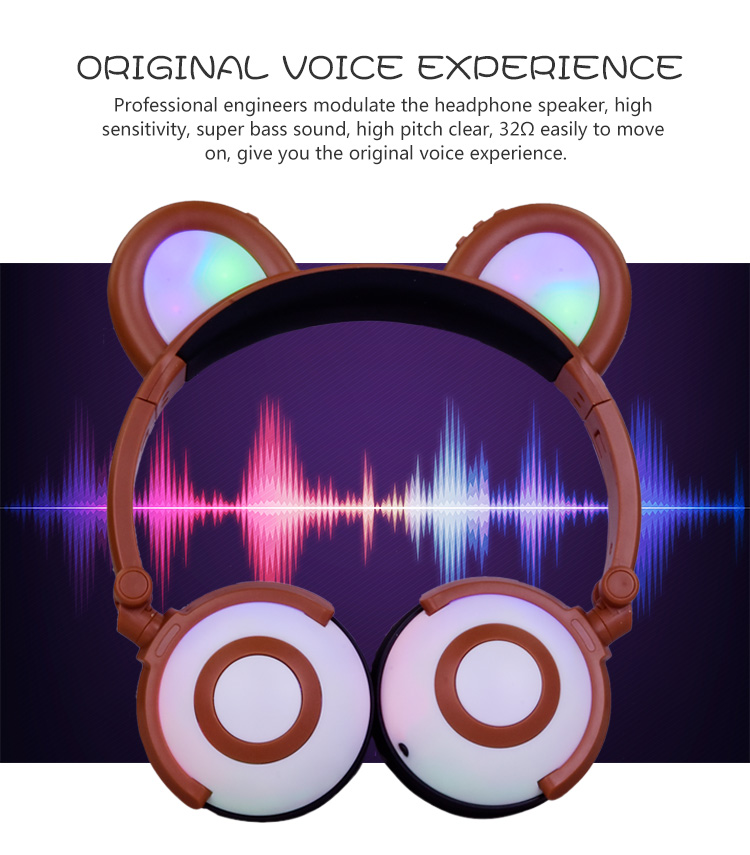 Colorful Flash Panda Ear Earphone Headphones