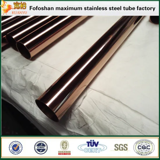 304 polishing wine red color welded stainless steel pipe for handrail