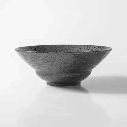 Royal Upscale Restaurants Bamboo Hat Bowls - Matte Black Speckle Ceramic Tableware for Hotels