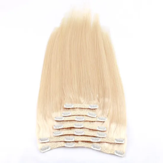 Wholesale virgin brazilian full head clip in hair double drawn clip in hair extension