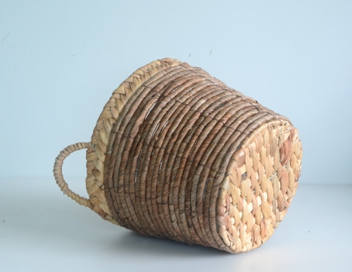 Round Hyacinth and Banana Leaf Flower Basket