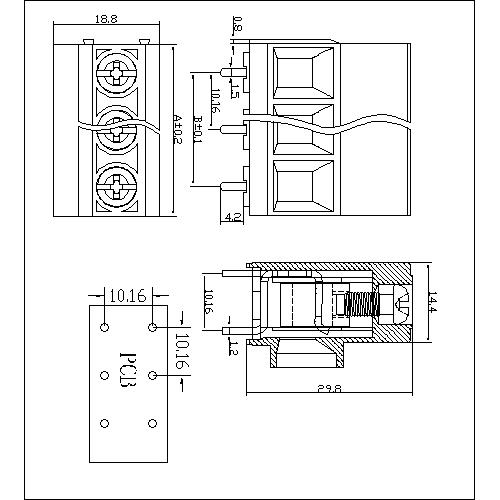 AT135-10.16XXX-A PCB Screw Terminal Block Pitch10.16