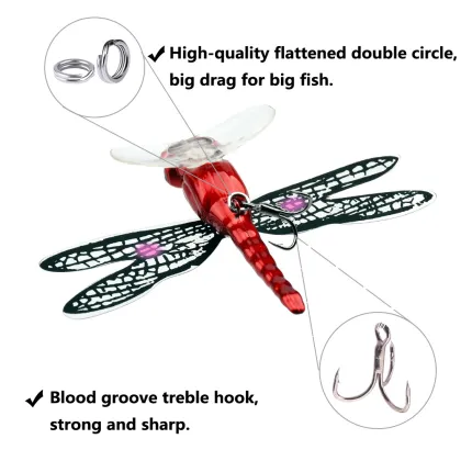 Wholesale Factory Price Twitch Wobblers: Lifelike Hard Bait Topwater Dragonfly Insect Fishing Lures (7.5cm, 6.2g)