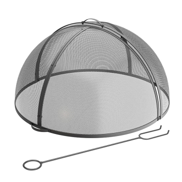 fire pit ring lid Heavy duty campfire spark screen with handle and poster easy open metal cover for round outdoor campfires