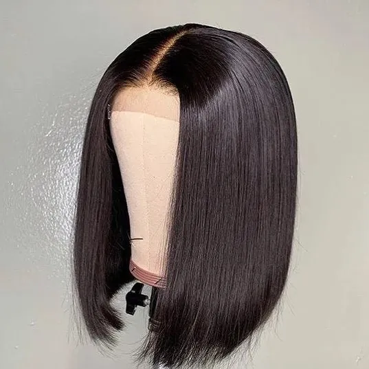 Best seller straight human hair lace front human hair lace front 13X4 silky straight lace front bob wig.
