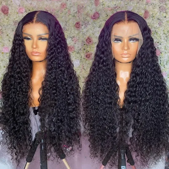 Transparent hd lace frontal wig for black women curly 40 inch human hair full lace front wig human hair brazilian closure wig