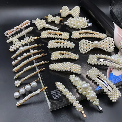 Ruigang Factory Korean Wedding Bobby Barrettes Geometric Imitation Pearl Hair Clips