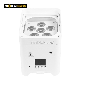 MK-P02 Wireless Battery-Powered WiFi 6x18W LED Par Lights for Stage, Wedding, Event, Party - Indoor Use (White & Black)