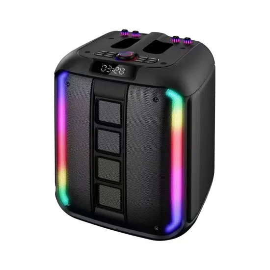 Portable 12 Inch Trolley Speaker with Wireless Mic and LED Lights for DJ Parties and Karaoke