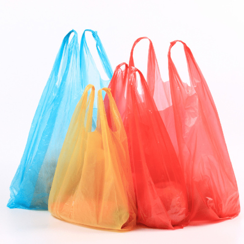 Free sample hdpe custom printed logo orange t shirt plastic grocery bag