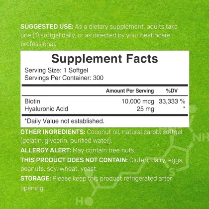 OEM Customized Biotin (Vitamin B7) Capsule Promote Healthy Hair, Skin & Nails