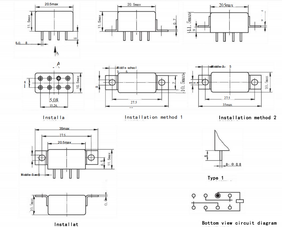 Relais d'aviation pour carte PCB d'avion 27VDC 25g