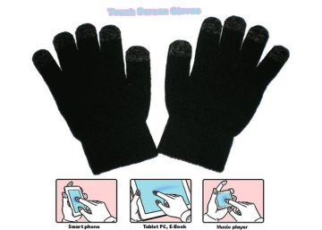Customize Black 95% Acrylic + 5% Conductive Fiber Winter Touch Screen Gloves With Embroider Logo