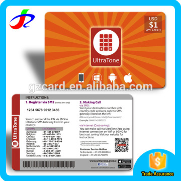 Pin number Code Paper Promotion Scratch Card on alibaba