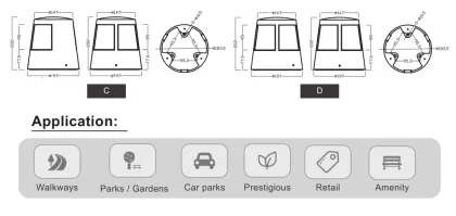 Garden Lights: Short Lawn Lights, 202mm LED 10W
