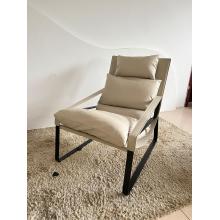 Modern Natural Leather Easy Chair with Steel Structure