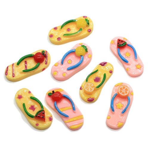 Kawaii Resin Fruit Slippers Charms Pendant Jewelry Flat Back Cabochon DIY Embellishments Accessory Party Decors