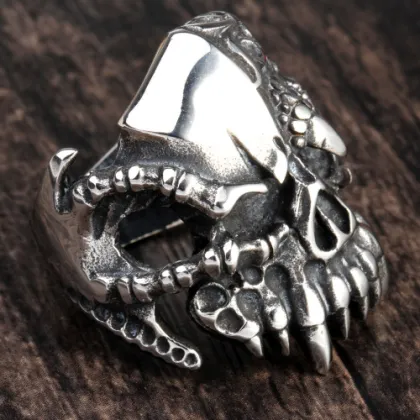 Demon Tooth decay  skull finger ring
