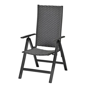 Foldable Rattan Garden Chairs with 7-Position Adjustable Back for Outdoor Use