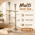 Luxury Modern Large Interactive Indoor Wooden Cat Tree House Scratcher Multi-Level Playground Hanging Toy Resting Platform