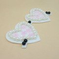 white pearl loving heart pattern embroidery patch