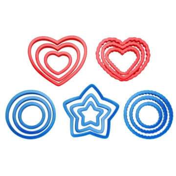 Custom 3pcs colorful plastic sandwich mold cookie cutter