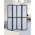 Pine wood 4-Panels Room Divider With Decorative Cutouts