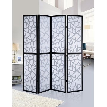 Pine wood 4-Panels Room Divider With Decorative Cutouts