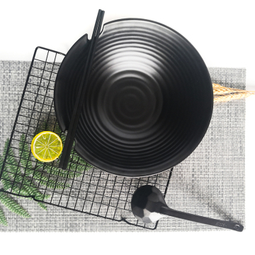 2020 NEW high quality matte black melamine bowl set ramen bowl spoon chockstick plates restaurant