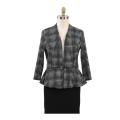 Fashion Office Ladies Black Houndstooth Coats