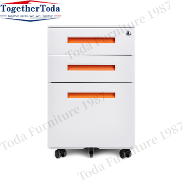 Multi-colored handle three-drawer removable metal ocker