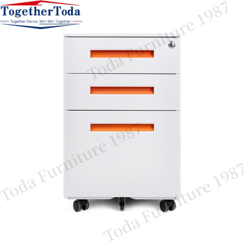 Modern office movable file cabinet with 3 drawers