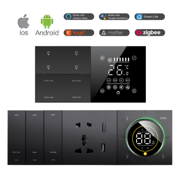3 Gang 3 Way Zigbee WiFi & BLE Smart Life App Remote Control Wall Touch Smart Home Light Switch
