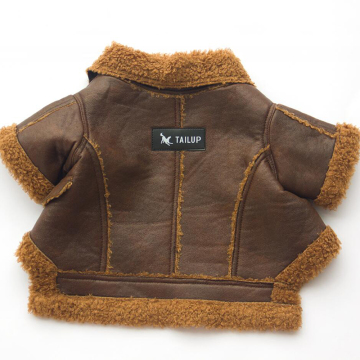 XL Size Cartoon Winter Fur Jacket for Pets - Wholesales Luxury Pu Leather Biker Style