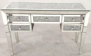 Crushed diamond 5 drawer dressing table cabinet