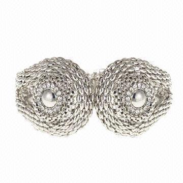 Spring Mesh Chain Bracelet in Rhodium Plating
