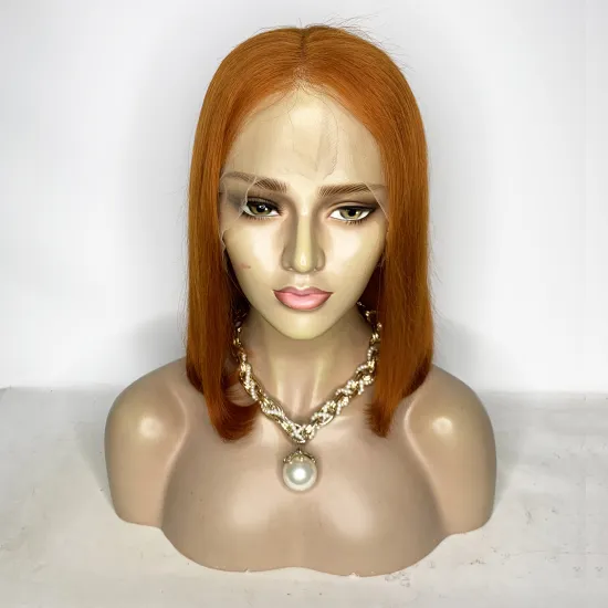 Wholesale Price Ginger Color Bob Wig Brazilian Virgin Hair Transparent Lace Front Wig Colored Bob Wig