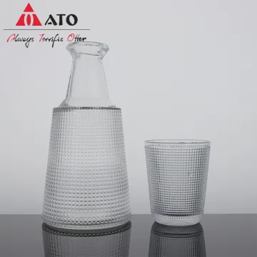 Embossed Design Glass pitcher with tumbler glass cup