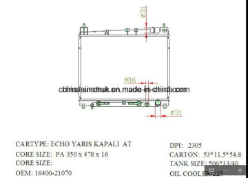 Hot Sale Intercooler Condenser Corolla Ee90 Corolla Ee100 14600-11170 14600-15510 14600-21070 14600-15480 of 26mm 16mm 32mm