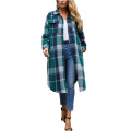 Women's Casual Lapel Button Down Long Plaid Shirt