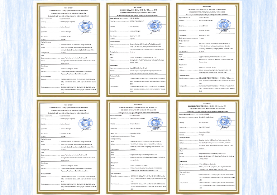 ERP certificate of pool light