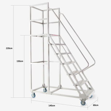 Plataforma móvil Ladder Warehouse escalera de siete pasos