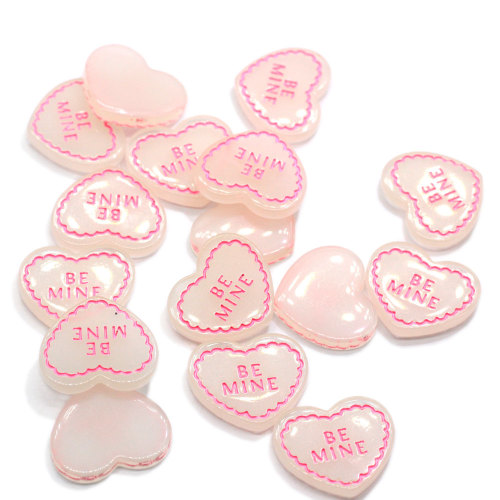 Mooie Witte Roze Brief Hartvorm Hars Plaksteen Cabochon Kralen Ambachten Kinderen Plakboek Maken Ornament Slijm DIY Art