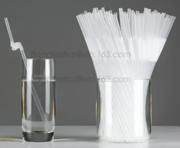 Disposable cute plastic white straight drinking straw, PLA individually wrapped drinking Straws, PLA straws disposable drinking