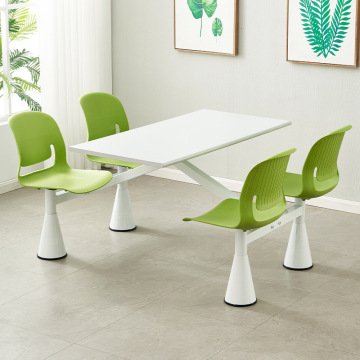 Cafeteria Conjoined Fast Food Table and Chair Combination for 4 People