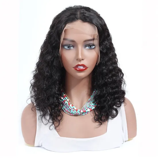 Yeswigs Deep Wave Human Hair Wig 13*4 Lace Front Short Bob, Unprocessed Brazilian Virgin Hair Wig Wet and Wavy